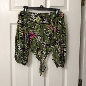 Off the shoulder tropical long sleeve shirt